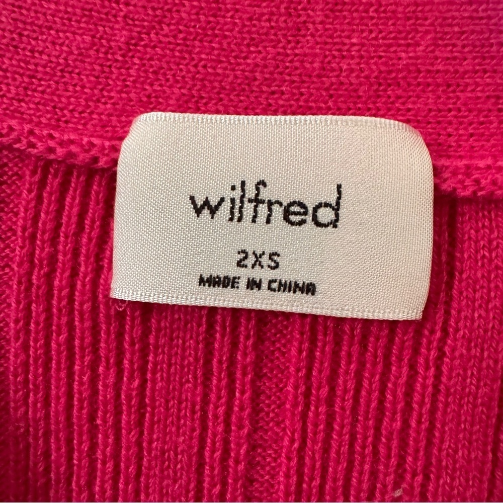 NWT Wilfred Artizia Plunge Front Wool Cardigan Sweater in "Vital Pink" Sz XXS - Picture 10 of 13